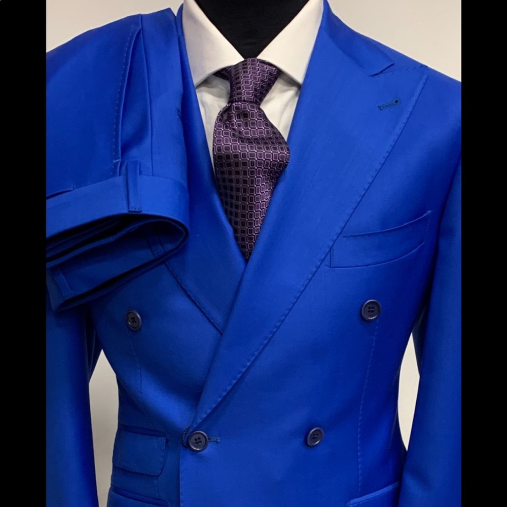 Royal blue double breasted super 150 Cerruti 1881